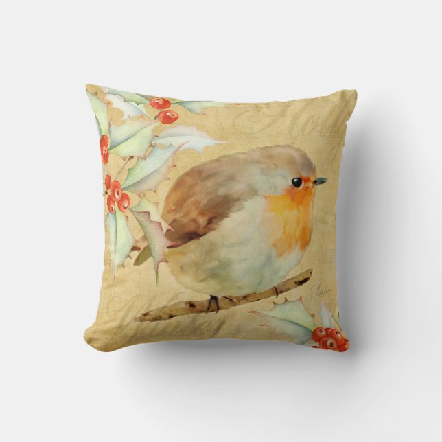 Robin and Holly Cushion (Front)
