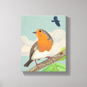 Robin and Ladybird Canvas Print