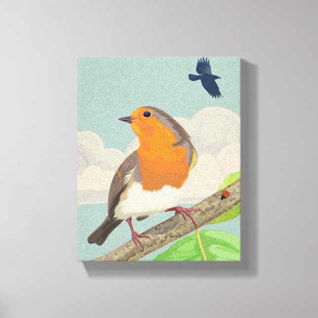 Robin and Ladybird Canvas Print (Front)