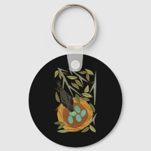 Robin And Nest Sticker Key Ring