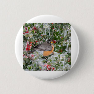 Robin at Christmas 6 Cm Round Badge