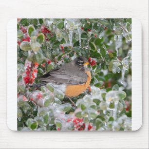 Robin at Christmas Mouse Mat