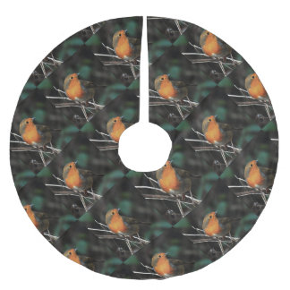 Robin Being Bright On A Dull Day Acrylic Art Brushed Polyester Tree Skirt