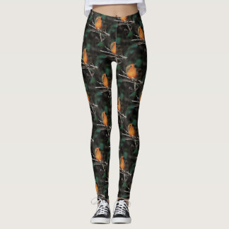 Robin Being Bright On A Dull Day Acrylic Art Leggings