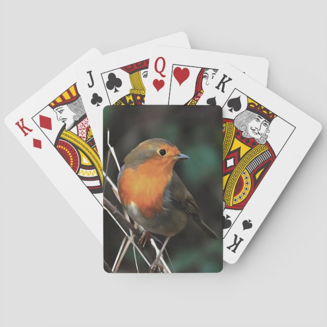 Robin Being Bright On A Dull Day Acrylic Art Playing Cards (Back)