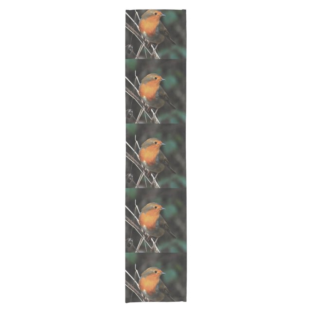 Robin Being Bright On A Dull Day Acrylic Art Short Table Runner (Front)