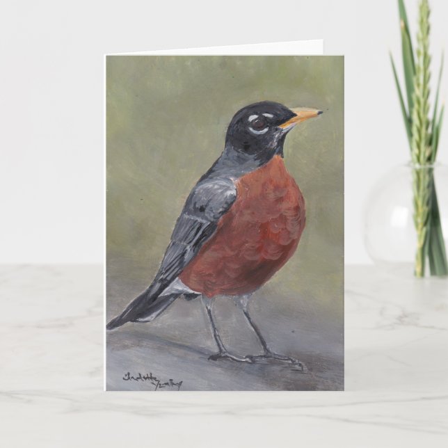 Robin Bird Art Folded Greeting Card (Front)