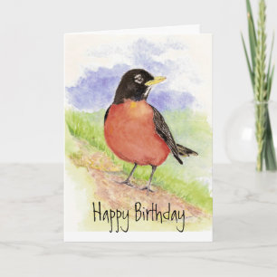 Robin - Bird  Birthday  Greeting Card