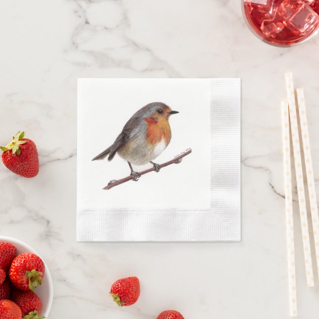 Robin Bird (Erithacus Rubecula) Napkin (Insitu)