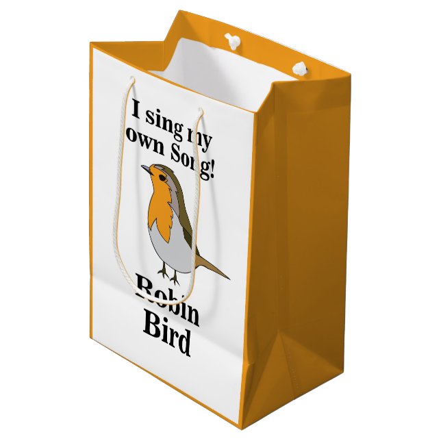 Robin Bird Funny Quote Medium Gift Bag (Front Angled)