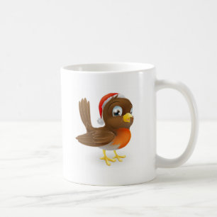 Robin bird in a Santa Hat Coffee Mug