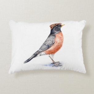 Robin Bird in Hat Decorative Cushion