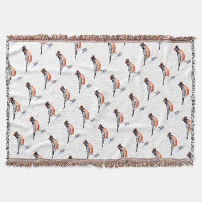Robin Bird in Hat Throw Blanket (Front)