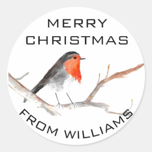 Robin Bird Merry Christmas Festive Winter Cute Classic Round Sticker