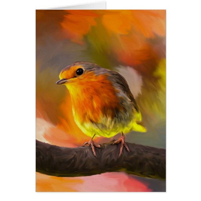 Robin Bird On Branch In The Garden Art Portrait (Front)
