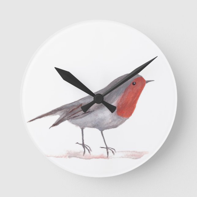 Robin bird round clock (Front)