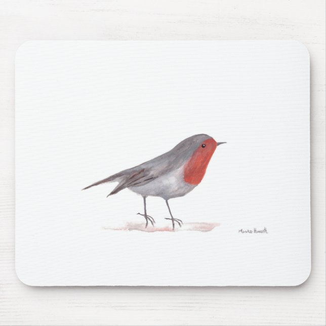 Robin bird watercolor winter Christmas cute Mouse Mat (Front)