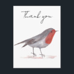 Robin bird watercolor woodland Festive Winter  Postcard<br><div class="desc">Robin bird. Robin watercolour painting Thank you postcard. Bird art. Wildlife card. Christmas holidays.</div>