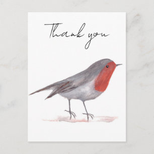 Robin bird watercolor woodland Festive Winter  Postcard