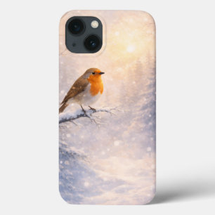 Robin Bird Winter Morning Watercolor iPhone 13 Case