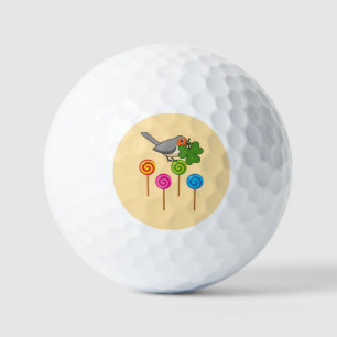 Robin Bird with Shamrock and Colorful Lollipops Golf Balls