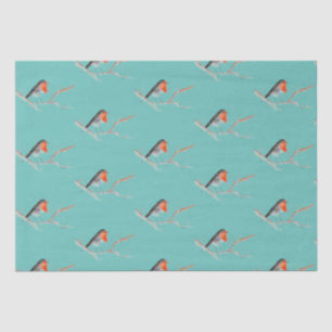 Robin Bird Woodland Branches Winter watercolor Tissue Paper