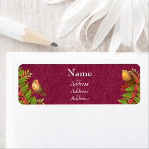 Robin Birds Holly Berry Wine Address
