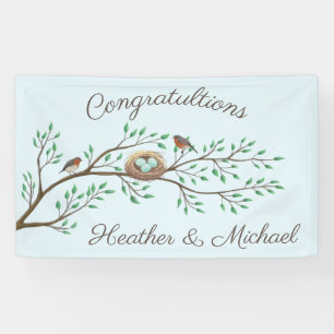 Robin Birds Nest Eggs Spring Baby Shower Banner