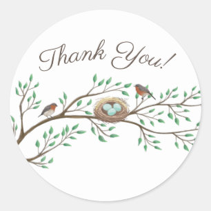 Robin Birds Nest Eggs Spring Baby Shower Classic Round Sticker
