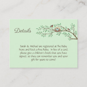 Robin Birds Nest Eggs Spring Baby Shower Enclosure Card