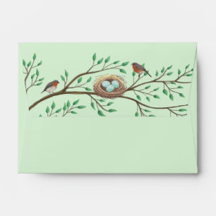 Robin Birds Nest Eggs Spring Baby Shower Envelope
