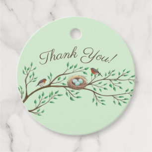Robin Birds Nest Eggs Spring Baby Shower Favour Tags