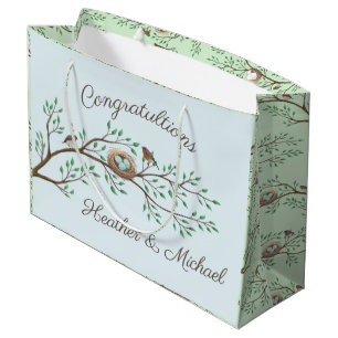 Robin Birds Nest Eggs Spring Baby Shower Large Gift Bag