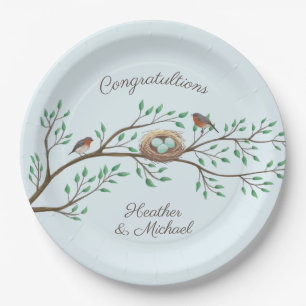 Robin Birds Nest Eggs Spring Baby Shower Paper Plate
