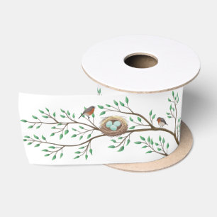 Robin Birds Nest Eggs Spring Baby Shower Satin Ribbon