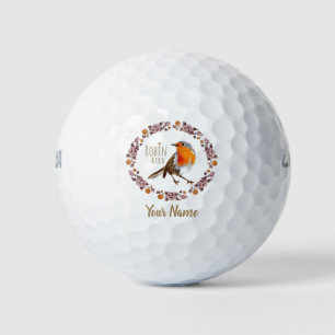 Robin Botanical vintage Flowers for bird lover Golf Balls