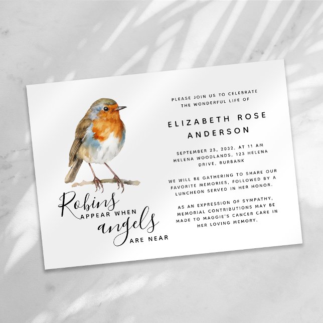 Robin Celebration of Life Memorial Service Invitation (Creator Uploaded)