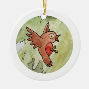Robin Ceramic Tree Decoration