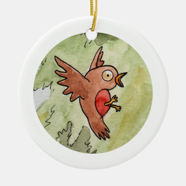 Robin Ceramic Tree Decoration (Front)