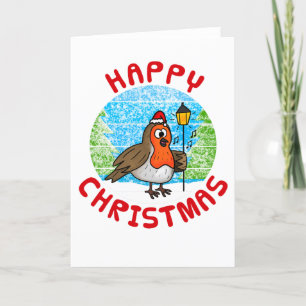 Robin Christmas Card Wildlife Carol Singer Funny