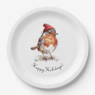 Robin Christmas Cottage Dinner Party Paper Plate