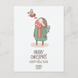 Robin Christmas New Year Holiday Postcard