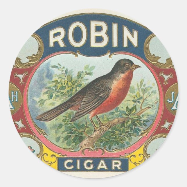 Robin Cigar Classic Round Sticker (Front)