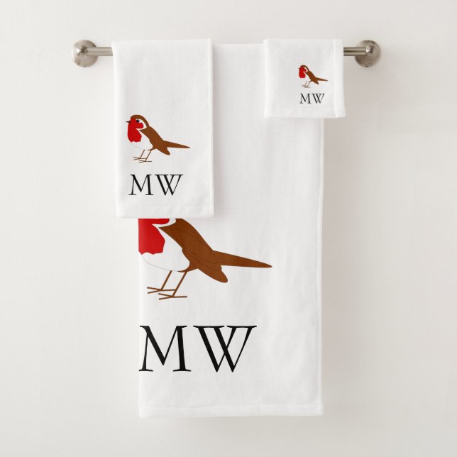 Robin Design Monogrammed Bath Towel Set (Insitu)