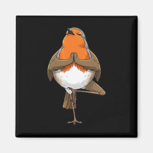 Robin Does Yoga Pose Meditation Funny Bird Magnet