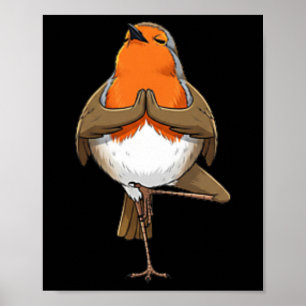 Robin Does Yoga Pose Meditation Funny Bird Poster
