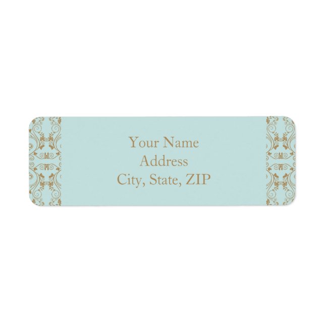 Robin Egg Blue and Gold Damask Wedding (Front)