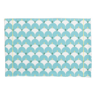 Robin egg blue and white abstract lily pattern pillowcase