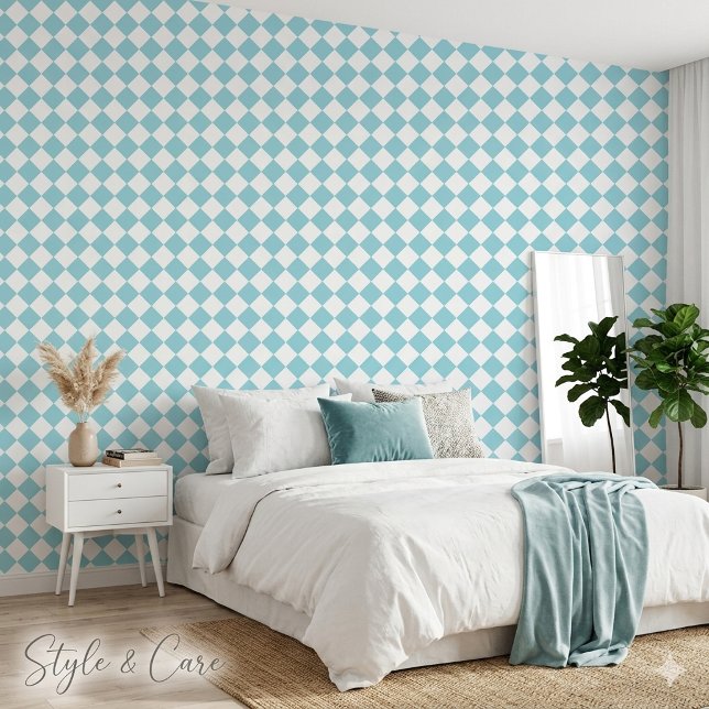 Robin Egg Blue and White Chevron Pattern Classic Wallpaper (Robin Egg Blue and White Chevron Pattern Classic Wallpaper)