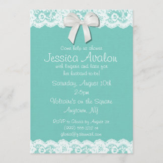 Robin Egg Blue and White Lace Bridal Shower Invite